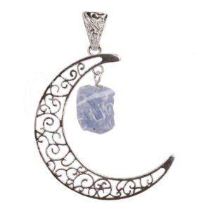 PENDANT - MOON WITH HANGING ANGELITE 2"
