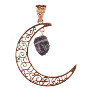 PENDANT - MOON WITH HANGING PURPURITE 2"