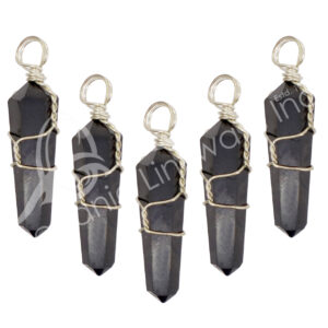 PENDANT - WIRE WRAP SHUNGITE (PK 5) 1.5"