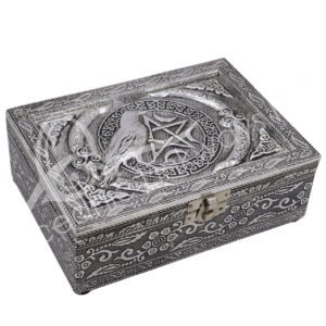 Embossed Metal Raven Pentacle Box with Velvet Inside 5 X 7"