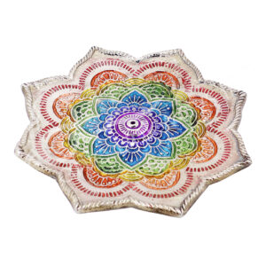White Metal Lotus with Chakra Incense Holder