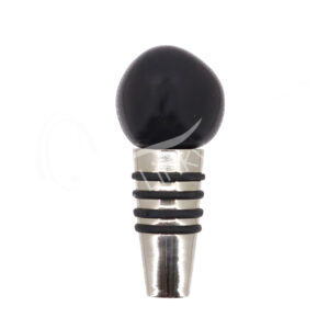 (CLOSE OUT) WINE BOTTLE STOPPER - TUMBLED STONE BLACK TOURMALINE 3"