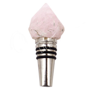 (CLOSE OUT) WINE BOTTLE STOPPER - POINT ROSE QUARTZ 3"