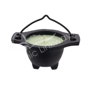 Moss Green Sage Scented Candle in Cauldron 4"L X 2"H X 3"W
