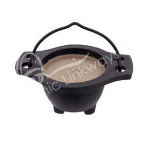 Brown Sandalwood Scented Candle in Cauldron 4"L X 2"H X 3"W