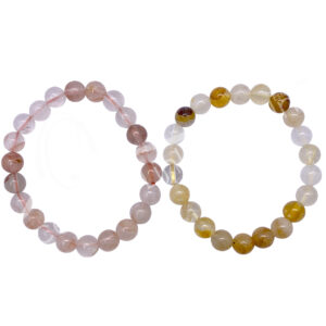 Crystal Quartz Bracelet with Yellow and Red Inclusions (8-8.5 mm Beads)