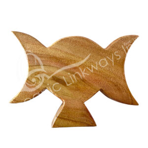 TRIPLE MOON - TEAK WOOD ON STAND 7.5"W
