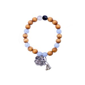 (CLOSE OUT) BRACELET - WOOD ARCHANGEL SANDALPHON PRAYER MESSENGER ANGELITE  (8-8.5 MM) 7.15-7.25"