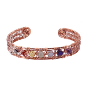 Copper Bracelet with Chakra Stones 0.5"W X 2.5"Diameter