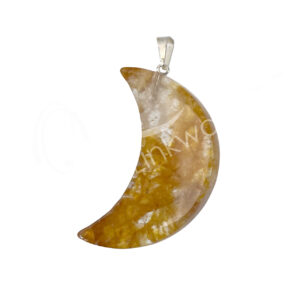 PENDANT - MOON GOLDEN HEALER QUARTZ 1.4"