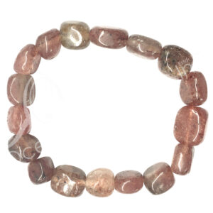 BRACELET - TUMBLED STONES STRAWBERRY QUARTZ (12-15 MM) 7-7.5"