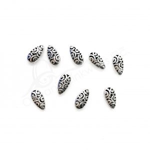 (CLOSE OUT) BEADS - METAL TEARDROP WITH SPIRALS OPENINGS (PK 20) 18 MM L X 6 MM T