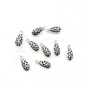 (CLOSE OUT) BEADS - METAL TEARDROP WITH OPENINGS CHARM (PK 20) 23 MM L X 6 MM T