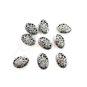 (CLOSE OUT) BEADS - METAL OVAL WITH ROUND OPENINGS (PK 20) 17 MM L X 7 MM T