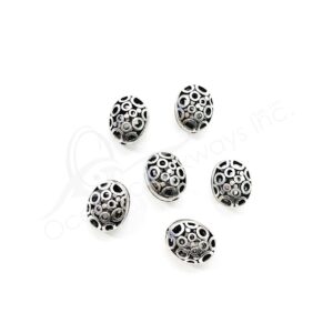 (CLOSE OUT) BEADS - METAL OVAL WITH ROUND OPENINGS (PK 20) 17 MM L X 8 MM T