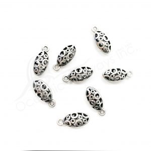 (CLOSE OUT) BEADS - METAL OVAL WITH ROUND OPENINGS CHARM (PK 20) 23 MM L X 6 MM T
