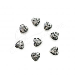 (CLOSE OUT) BEADS - METAL HEART WITH SPIRALS OPENINGS (PK 20) 0.5''W X 7 MM T