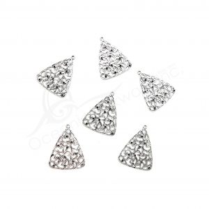 (CLOSE OUT) BEADS - METAL TRIANGLE WITH STONE SETTING (PK 20) 1''W X 1 MM T (BEADS OR PENDANTS)
