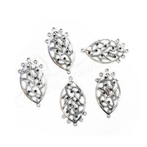 (CLOSE OUT) BEADS - METAL OVAL WITH STONE SETTING (PK 20) 2''L X 1 MM T (BEADS OR PENDANTS)