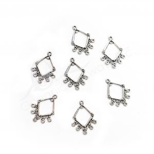 (CLOSE OUT) BEADS - METAL DIAMOND SETTING WITH LOOPS (PK 50) 17 MM W X 1 MM T