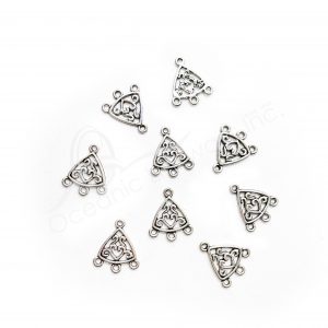(CLOSE OUT) BEADS - METAL TRIANGLE SETTING WITH LOOPS (PK 100) 13 MM W X 1 MM T