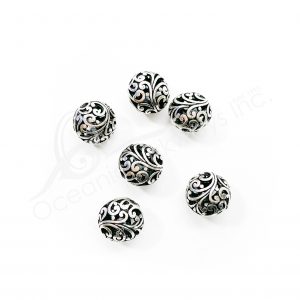 (CLOSE OUT) BEADS - METAL BALL WITH SPIRALS OPENINGS (PK 20) 17 MM W
