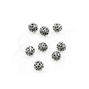 (CLOSE OUT) BEADS - METAL BALL WITH TRIANGLE OPENINGS (PK 20) 0.5'' DIA