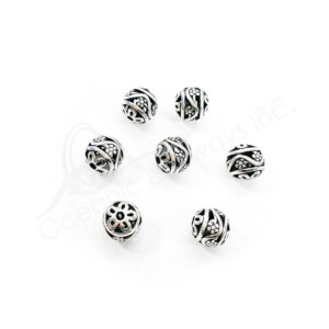 (CLOSE OUT) BEADS - METAL BALL WITH FLOWER OPENINGS (PK 20) 0.5'' DIA