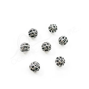 (CLOSE OUT) BEADS - METAL BALL WITH LINES OPENINGS (PK 20) 0.5'' DIA