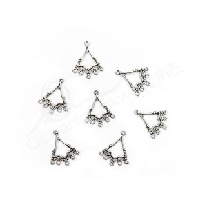 (CLOSE OUT) BEADS - METAL TRIANGLE SETTING WITH LOOPS (PK 50) 0.75''W X 1 MM T