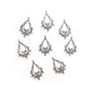 (CLOSE OUT) BEADS - METAL DOUBLE DIAMOND SETTING WITH LOOPS (PK 50) 1''L X 1 MM T
