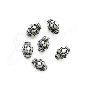 (CLOSE OUT) BEADS - METAL OVAL TUBE WITH OPENINGS (PK 20) 12 MM DIA X 18 MM L
