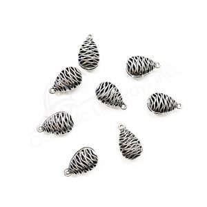 (CLOSE OUT) BEADS - METAL TEARDROP WITH WAVES OPENINGS (PK 20) 0.75''L X 8 MM T