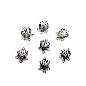 (CLOSE OUT) BEADS - METAL HEART SETTING WITH LOOPS (PK 20) 14 MM W X 8 MM T