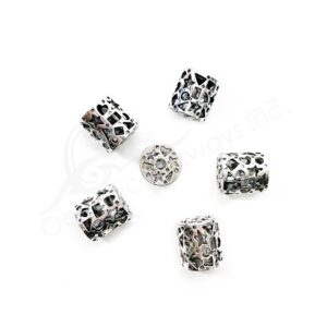(CLOSE OUT) BEADS - METAL GEOMETRIC TUBE (PK 20) 0.5''L X 13 MM DIA