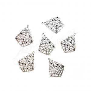 (CLOSE OUT) BEADS - METAL DIAMOND SHAPE WITH STONE SETTING (PK 20) 34 MM W X 1 MM T (BEAD OR PENDANT)