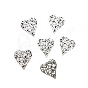 (CLOSE OUT) BEADS - METAL HEART WITH STONE SETTING (PK 20) 1.5''W X 1 MM T (BEAD OR PENDANT)