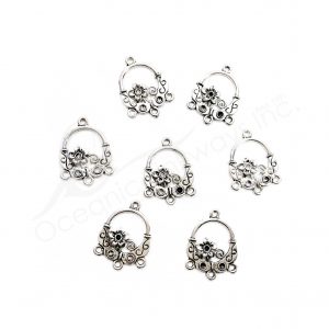 (CLOSE OUT) BEADS - METAL FLOWER SETTING WITH LOOPS (PK 50) 22 MM W X 1 MM T (BEAD OR PENDANT)