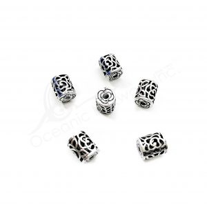 (CLOSE OUT) BEADS - METAL TUBE WITH FLOWER OPENINGS (PK 20) 0.5''DIA X 12 MM L