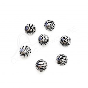 (CLOSE OUT) BEADS - METAL BALL WITH STRIPES OPENINGS (PK 20) 16 mm W