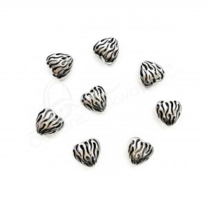 (CLOSE OUT) BEADS - METAL HEART WITH FLAME OPENINGS (PK 20) 14 MM W X 8 MM T