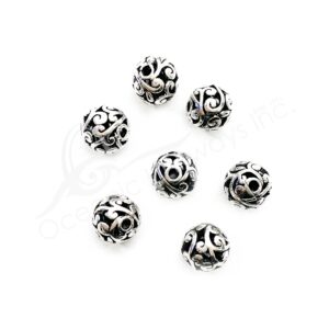 (CLOSE OUT) BEADS - METAL BALL WITH SPIRALS OPENINGS (PK 20) 0.5''DIA