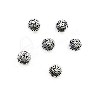 (CLOSE OUT) BEADS - METAL FLATTEN BALL WITH SPIRALS OPENINGS (PK 10) 18 MM DIA