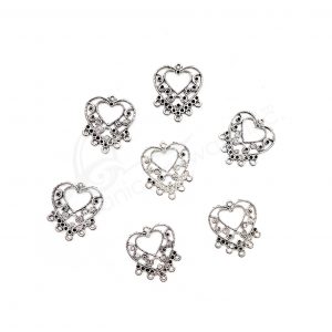 (CLOSE OUT) BEADS - METAL HEART SETTING WITH LOOPS (PK 50) 0.75''W X 1 MM T