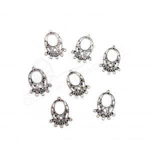 (CLOSE OUT) BEADS - METAL OVAL SETTING WITH LOOPS (PK 50) 1''L X 1 MM T