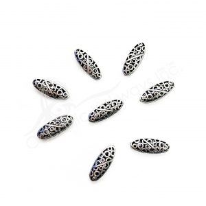(CLOSE OUT) BEADS - METAL OVAL WITH ROUNDED OPENINGS (PK 20) 24 MM L X 7 MM T