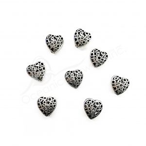 (CLOSE OUT) BEADS - METAL HEART WITH ROUNDED OPENINGS (PK 20) 0.5''W X 7 MM T