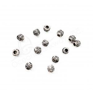 (CLOSE OUT) BEADS - METAL ROUNDED TUBE EMBOSSED (PK 50) 8 MM L X 8 MM DIA