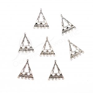 (CLOSE OUT) BEADS - METAL TRIANGLE SETTING WITH LOOPS (PK 50) 0.75''W X 1 MM T