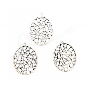 (CLOSE OUT) BEADS - METAL OVAL CHARM WITH BRANCHES (PK 10) 2.5''L X 2 MM T (BEAD OR PENDANT)
